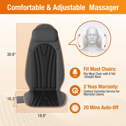Back Massager for Chair with Heat, Vibrating Massage Seat Cushion for Office Chair, Massage Chair Pad for Neck, Back & Thighs, Home Office Massager, Gifts for Mom Dad Women Men