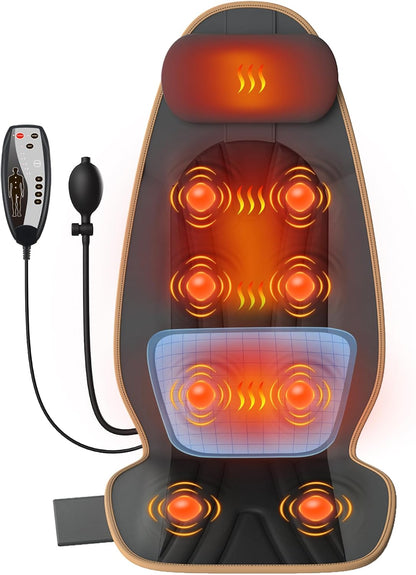 Back Massager for Chair with Heat, Vibrating Massage Seat Cushion for Office Chair, Massage Chair Pad for Neck, Back & Thighs, Home Office Massager, Gifts for Mom Dad Women Men